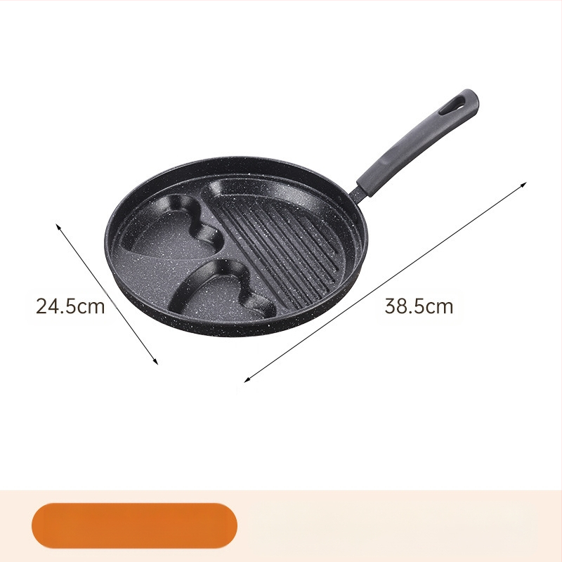 Τηγάνι με αντικολλητικό επίστρωμα, καρδιά για αυγά, μίνι τηγάνι τεσσάρων οπών, επίπεδος πυθμένα (Μοντέλο 01; Υλικό: ιατρικός λίθος; Βάθος: 3,5 cm)