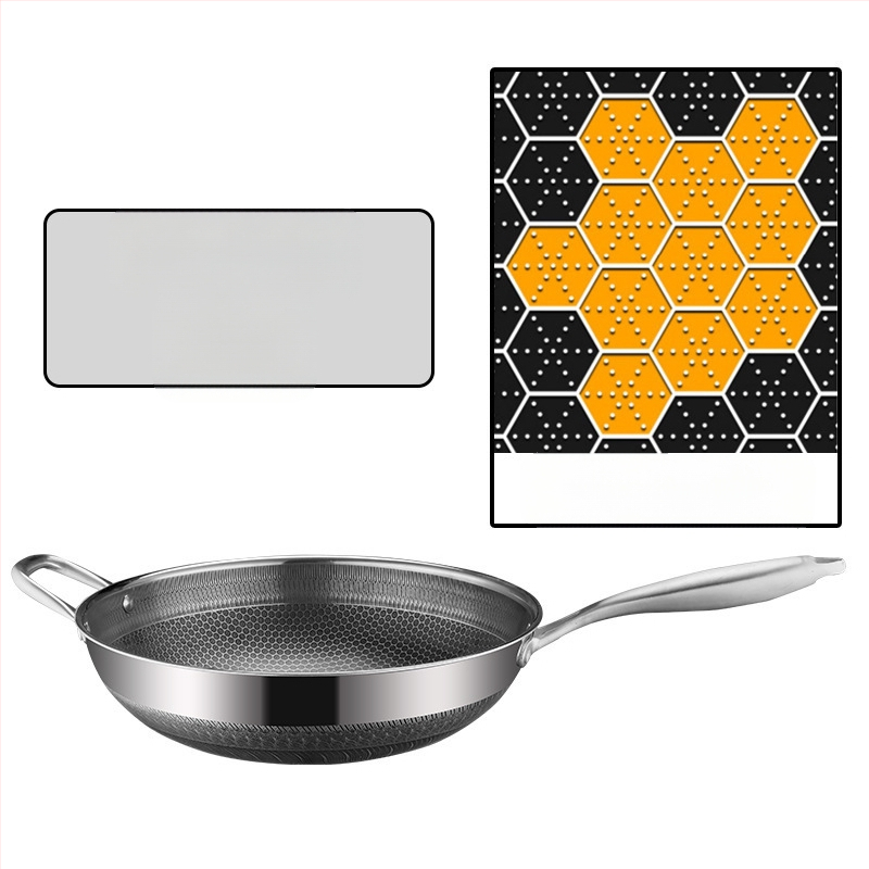 Γουόκ από ανοξείδωτο χάλυβα με αντικολλητική επίστρωση, βαθύς πυθμένα, 1 kg, συμβατό με όλες τις εστίες, μοντέρνος μινιμαλιστικός σχεδιασμός