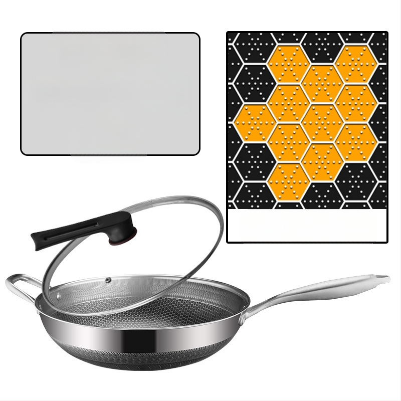 Γουόκ από ανοξείδωτο χάλυβα με αντικολλητική επίστρωση, βαθύς πυθμένα, 1 kg, συμβατό με όλες τις εστίες, μοντέρνος μινιμαλιστικός σχεδιασμός