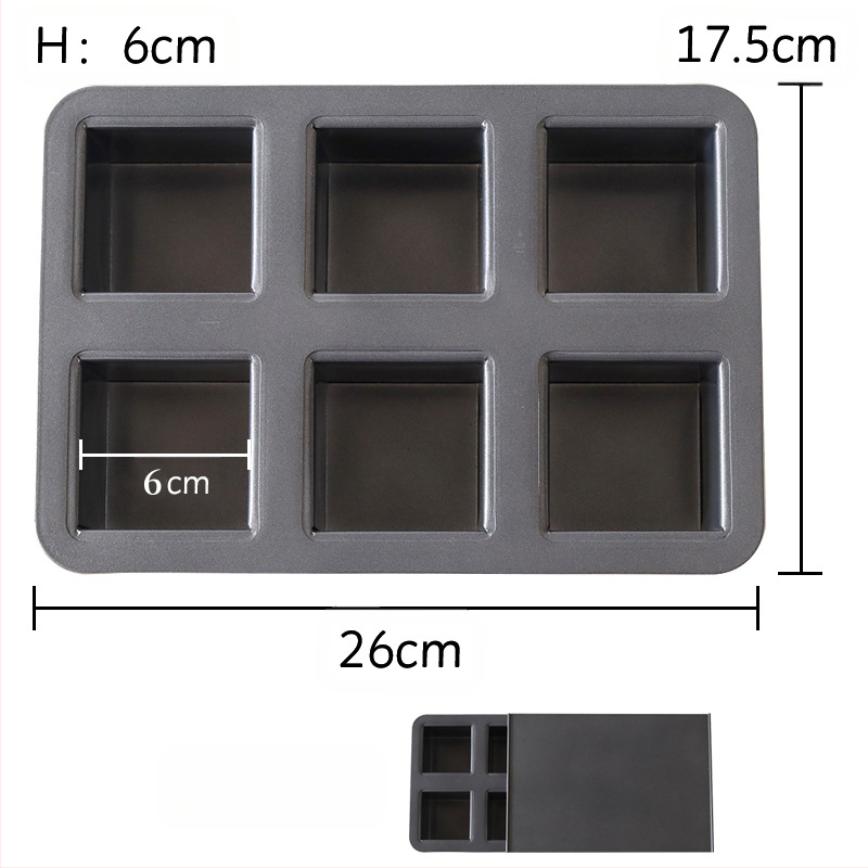Μορφή τοστ με καπάκι, τετράγωνη, 6 θήκες, από ανθρακούχο χάλυβα, αντικολλητικό, μάρκα Japanese cotta