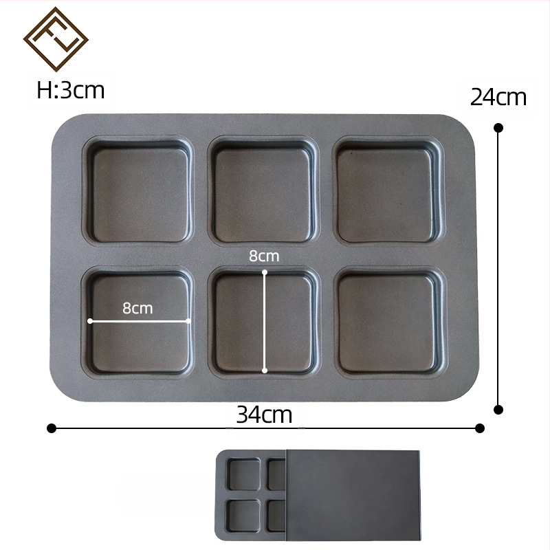 Μορφή τοστ με καπάκι, τετράγωνη, 6 θήκες, από ανθρακούχο χάλυβα, αντικολλητικό, μάρκα Japanese cotta