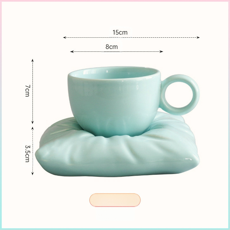 Set ceramic pentru cafea: cană și farfurioară, design floarea-soarelui, pentru uz casnic