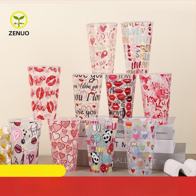 PP medžiagos šventinei vakarienei puodelis, cilindrinė forma, talpa 360 ml, festivalio raštas, prekės ženklas Zeno