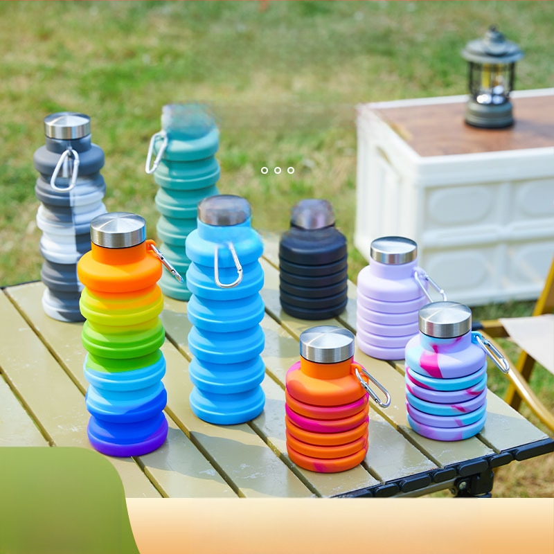 Сгъваема силиконова чаша за вода с прибиращ се дизайн, за спорт на открито и колоездене, устойчива на високи температури