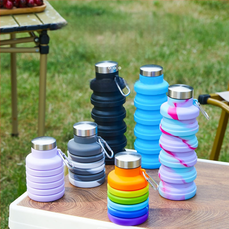 Сгъваема силиконова чаша за вода с прибиращ се дизайн, за спорт на открито и колоездене, устойчива на високи температури