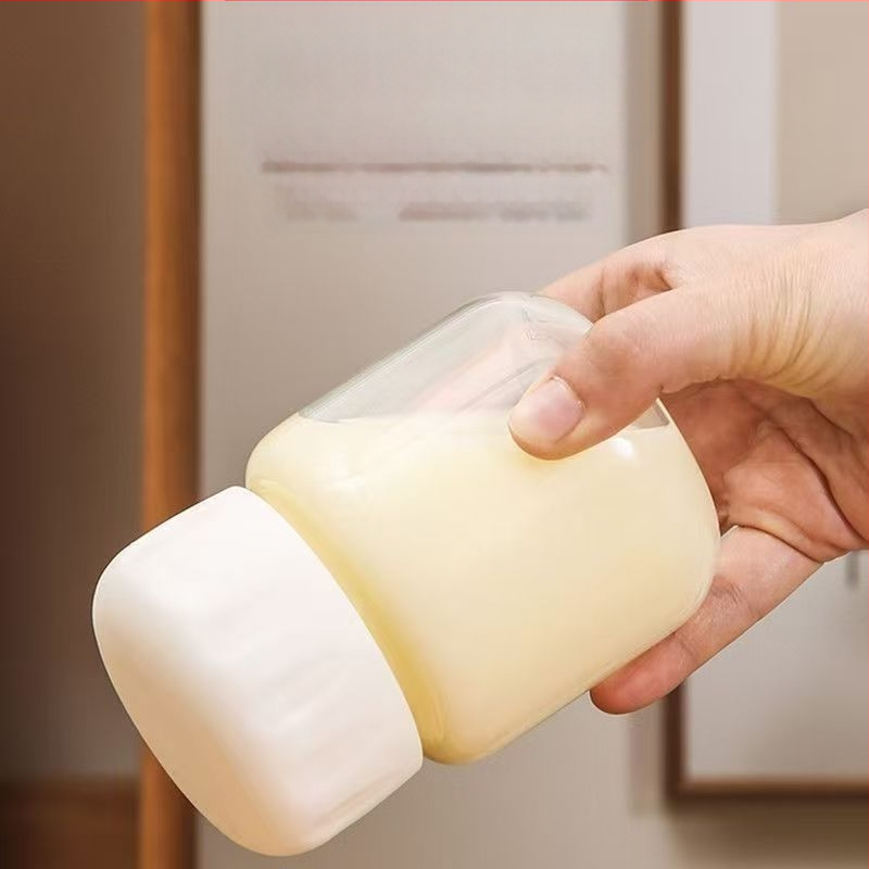 Pahar de apă din sticlă sodalime cu capac, rezistent la temperaturi înalte, etanș și anti-scurgere, protejează de arsură, un singur strat, rotund