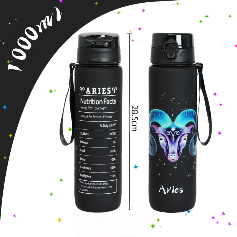 Plastikinė taurelė su konstelacijų raštu, 3D spausdinimas, PC medžiaga, dangtelis vieno paspaudimo, logotipo pritaikymas