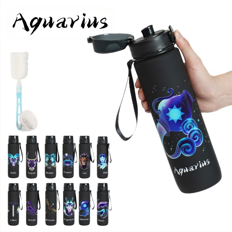 Plastikinė taurelė su konstelacijų raštu, 3D spausdinimas, PC medžiaga, dangtelis vieno paspaudimo, logotipo pritaikymas