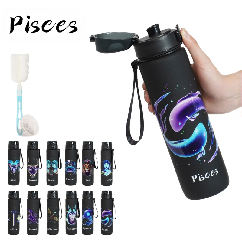 Plastikinė taurelė su konstelacijų raštu, 3D spausdinimas, PC medžiaga, dangtelis vieno paspaudimo, logotipo pritaikymas