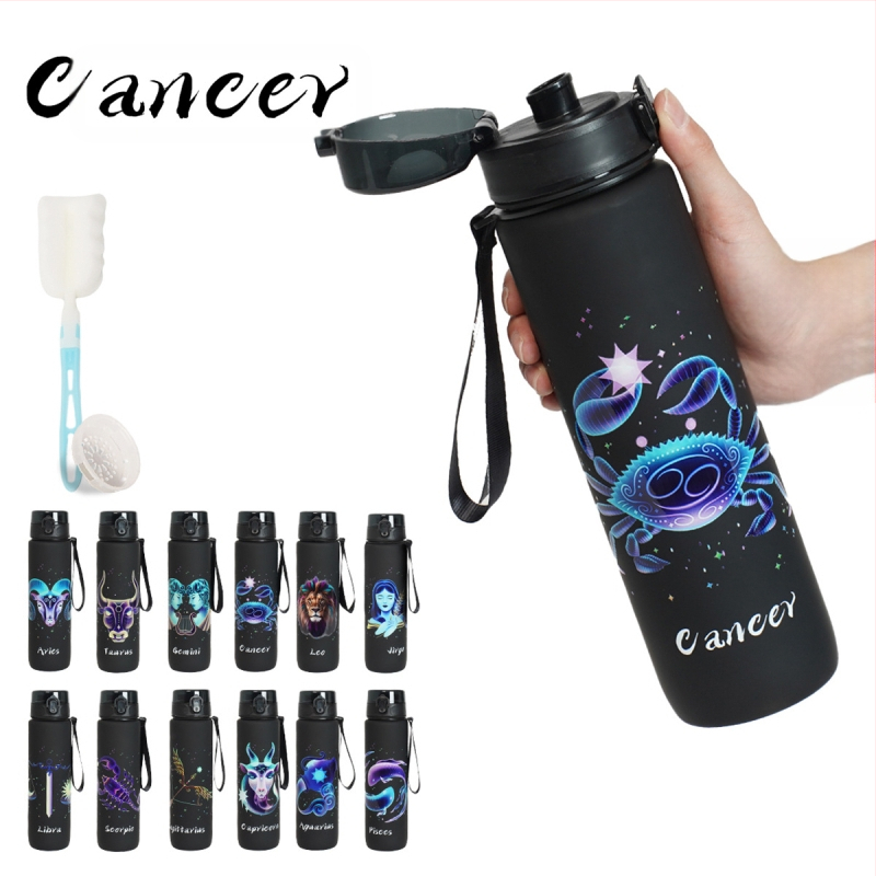 Plastikinė taurelė su konstelacijų raštu, 3D spausdinimas, PC medžiaga, dangtelis vieno paspaudimo, logotipo pritaikymas