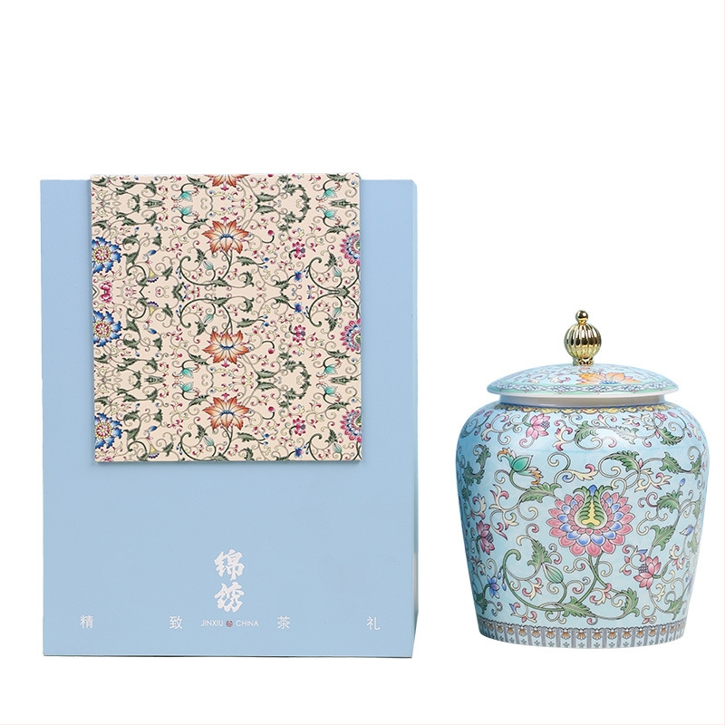 Dvaro stiliaus emalio keraminė arbatos talpykla su emaliniu raštu, naujas Kinijos stilius