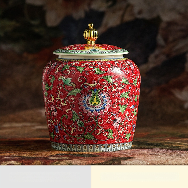 Dvaro stiliaus emalio keraminė arbatos talpykla su emaliniu raštu, naujas Kinijos stilius