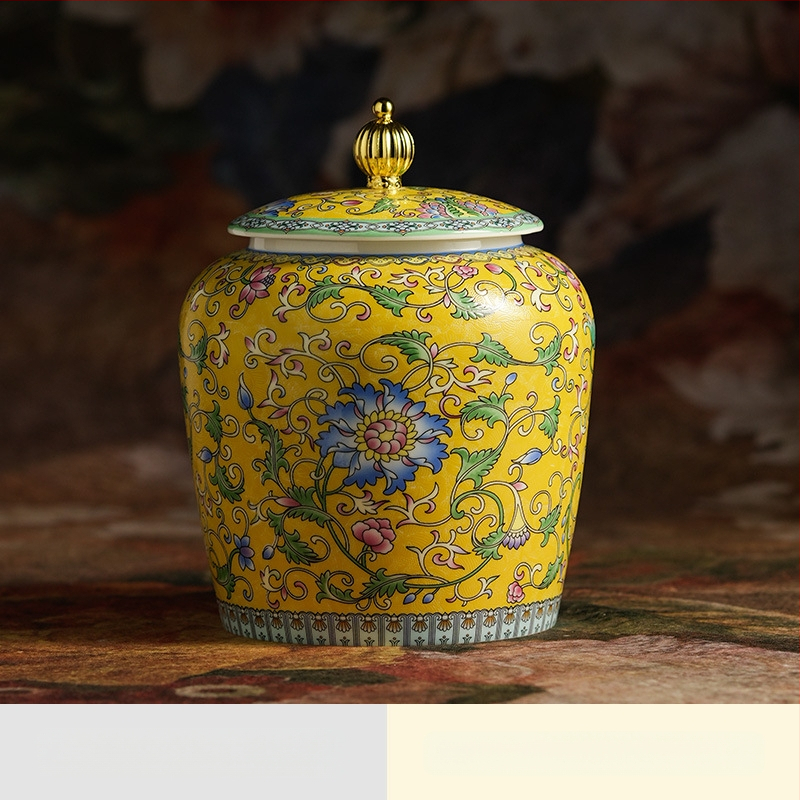 Dvaro stiliaus emalio keraminė arbatos talpykla su emaliniu raštu, naujas Kinijos stilius