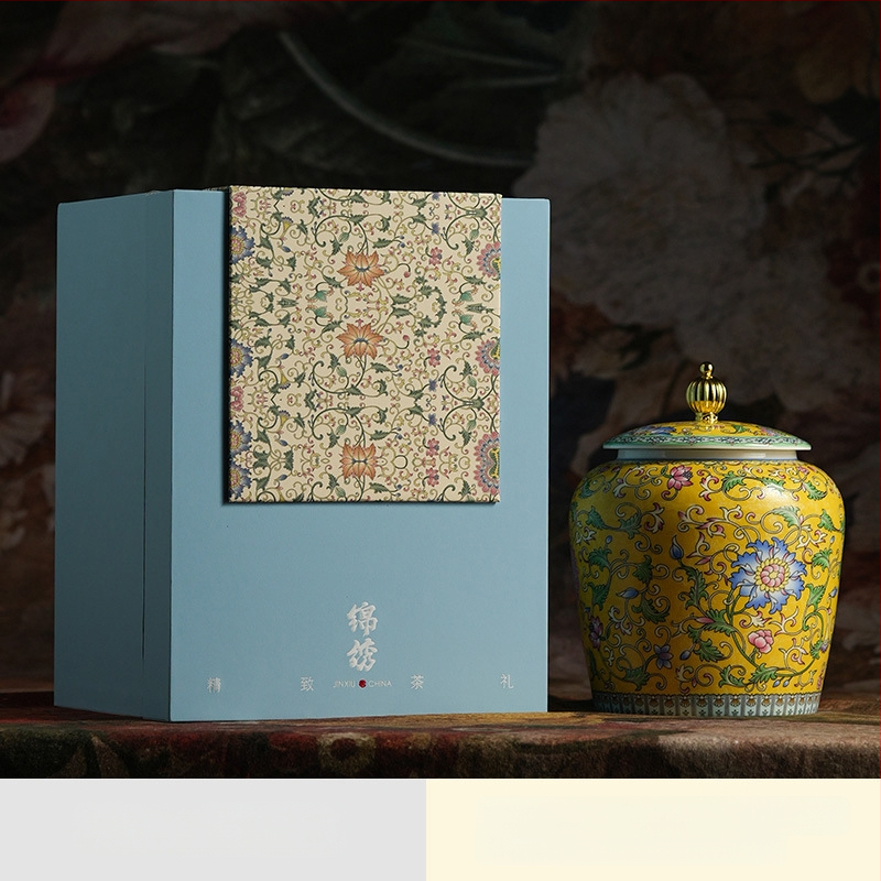 Dvaro stiliaus emalio keraminė arbatos talpykla su emaliniu raštu, naujas Kinijos stilius