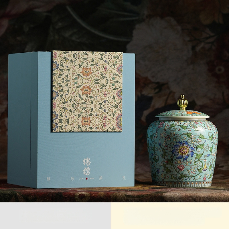 Dvaro stiliaus emalio keraminė arbatos talpykla su emaliniu raštu, naujas Kinijos stilius