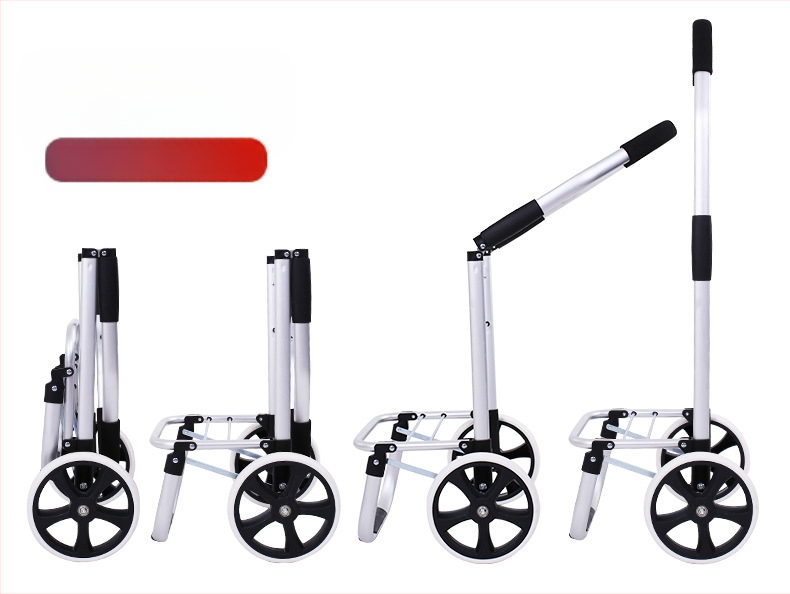 Πτυσσόμενος τετράτροχος καρότσι αγορών, φορητό με χειρολαβή, προσαρμόσιμο για οικιακή χρήση