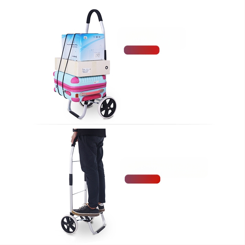 Πτυσσόμενος τετράτροχος καρότσι αγορών, φορητό με χειρολαβή, προσαρμόσιμο για οικιακή χρήση