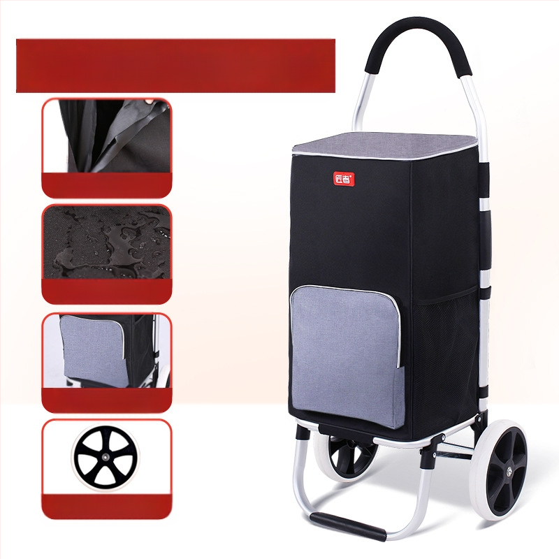 Πτυσσόμενος τετράτροχος καρότσι αγορών, φορητό με χειρολαβή, προσαρμόσιμο για οικιακή χρήση