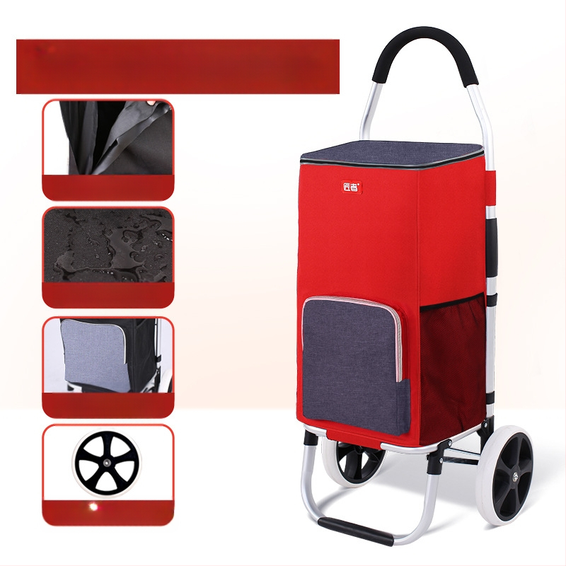 Πτυσσόμενος τετράτροχος καρότσι αγορών, φορητό με χειρολαβή, προσαρμόσιμο για οικιακή χρήση