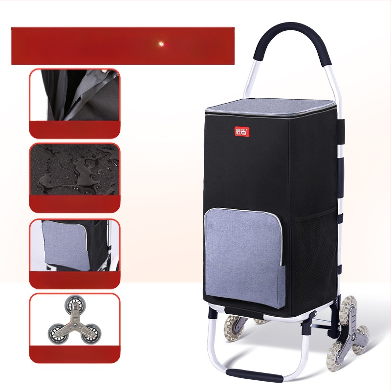 Πτυσσόμενος τετράτροχος καρότσι αγορών, φορητό με χειρολαβή, προσαρμόσιμο για οικιακή χρήση