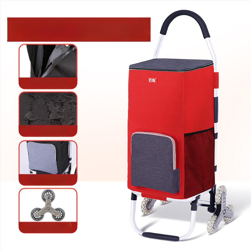 Πτυσσόμενος τετράτροχος καρότσι αγορών, φορητό με χειρολαβή, προσαρμόσιμο για οικιακή χρήση