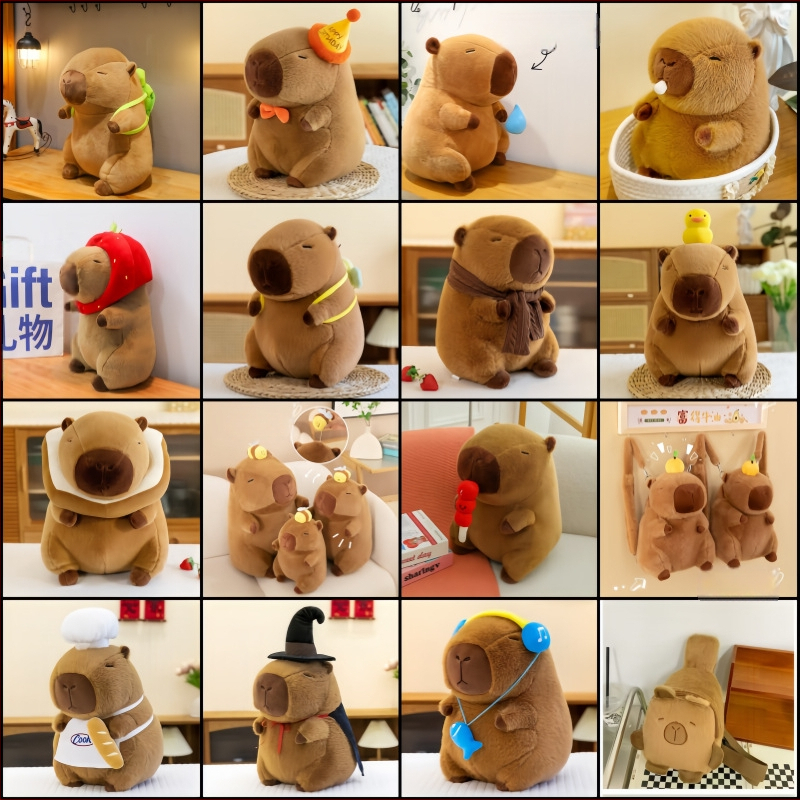 Kapibara plüssbaba - rövid plüss, PP gyapot töltet, hálós zacskós csomagolás, 7–14 éveseknek