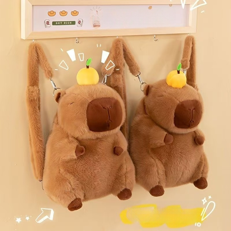 Kapibara plüssbaba - rövid plüss, PP gyapot töltet, hálós zacskós csomagolás, 7–14 éveseknek