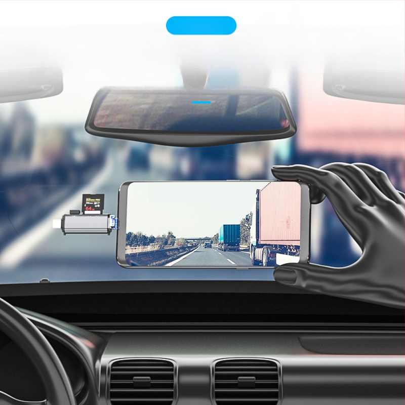 Cititor OTG pentru carduri – 6 în 1 SD/TF, USB 3.0, interfață USB-C, aliaj de aluminiu, portabil