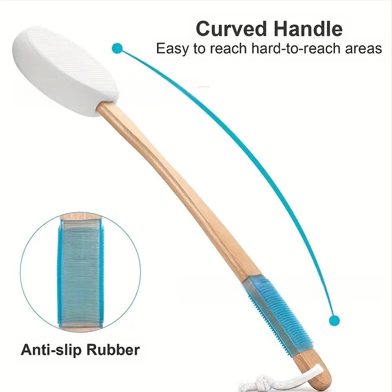 EVA четка за баня с дървена дръжка за почистване на гърба и нанасяне на лосион, кутия 70 бр.