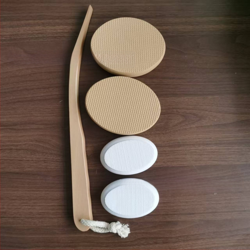 EVA четка за баня с дървена дръжка за почистване на гърба и нанасяне на лосион, кутия 70 бр.