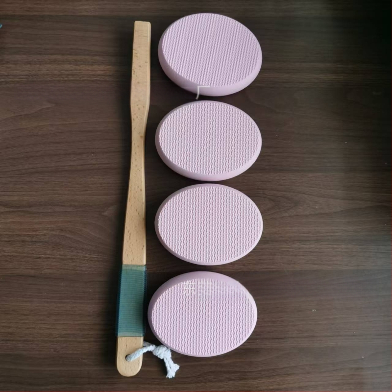 EVA четка за баня с дървена дръжка за почистване на гърба и нанасяне на лосион, кутия 70 бр.