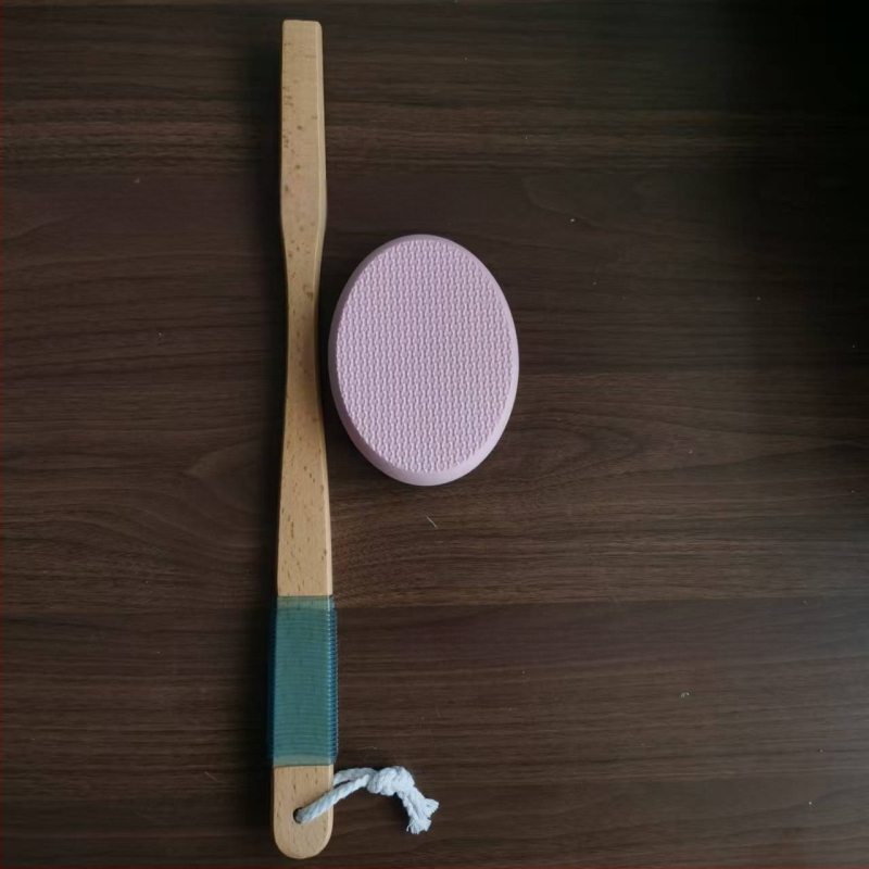 EVA четка за баня с дървена дръжка за почистване на гърба и нанасяне на лосион, кутия 70 бр.