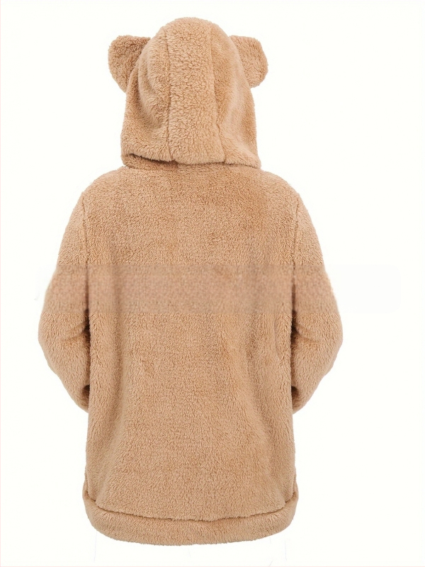 Дамско палто с качулка и цип, полиестер, колажен дизайн, свободна кройка, есен 2024, японско-корейски ежедневен стил