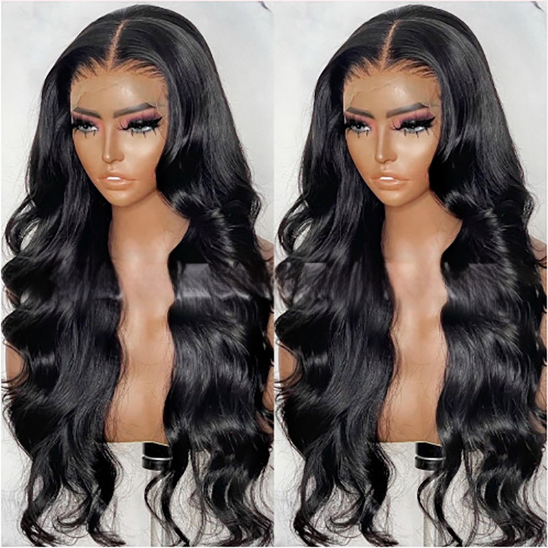 Περούκα SH-125 με μπροστινή δαντέλα, συνθετικά ινία ανθεκτικά στη θερμότητα, μακριά κατσαρά μαλλιά με διαγώνια φράντζ, φυσικό στυλ