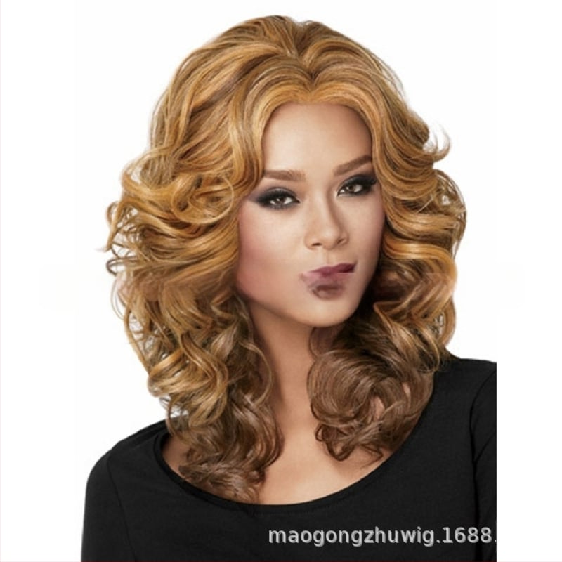 Περούκα, μακριά σγουρή, εξωτικό στιλ, αφράτη υφή Shifu, θερμοανθεκτικό καλώδιο, μοντέλο T9A271