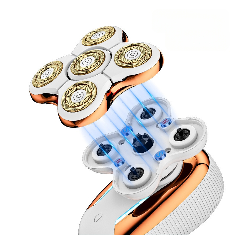 Мъжки бръснач с пет остриета — USB захранване, водоустойчив и миещ се корпус, вградена батерия 500–800 mAh, ножове от неръждаема стомана