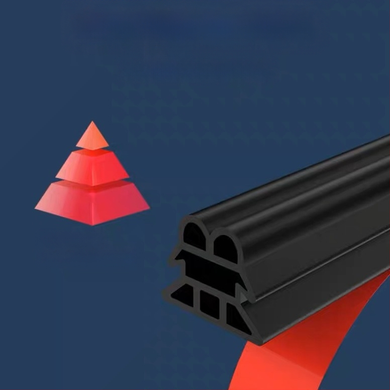 Автомобилен уплътнител за врата – пирамидален тип, 3‑слойна гумена лента за уплътнение, шумоизолация, защита от прах и водоустойчивост.