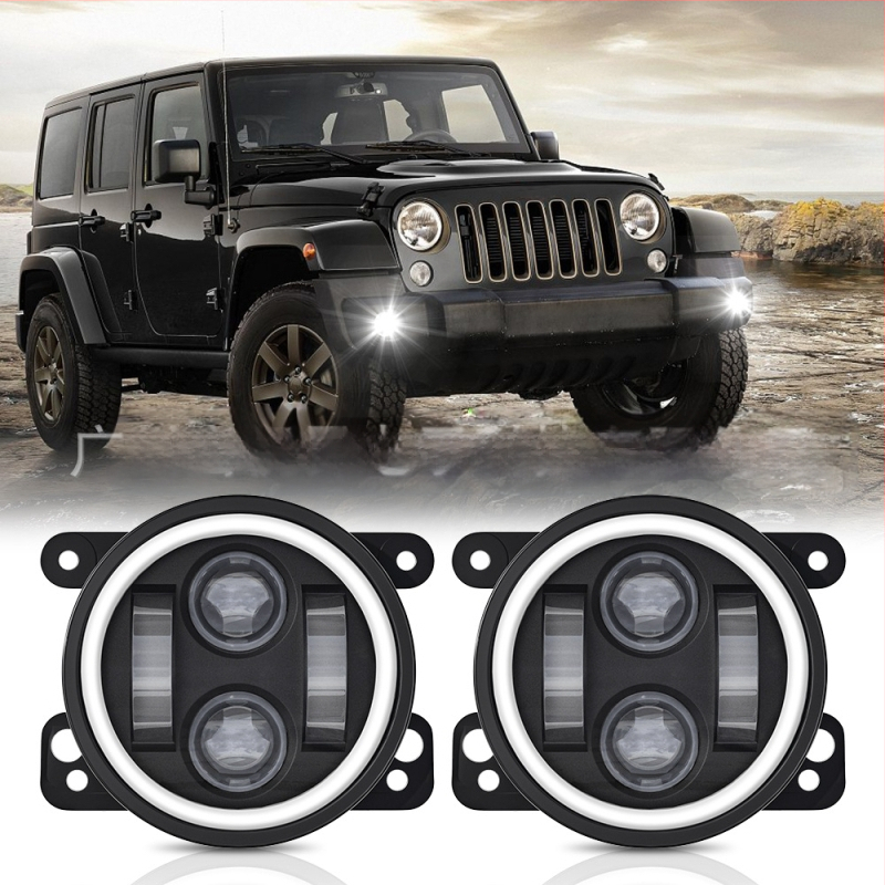 LED φανάρι ομίχλης για Jeep Wrangler – ενσωματωμένο, μπροστινό προφυλακτήρα, εκτός δρόμου; LED πηγή, αλουμινένιο περίβλημα, 6000K, IP προστασία