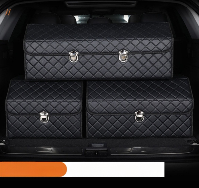 Cutie de depozitare auto din piele, pliabilă, impermeabilă, cu mâner