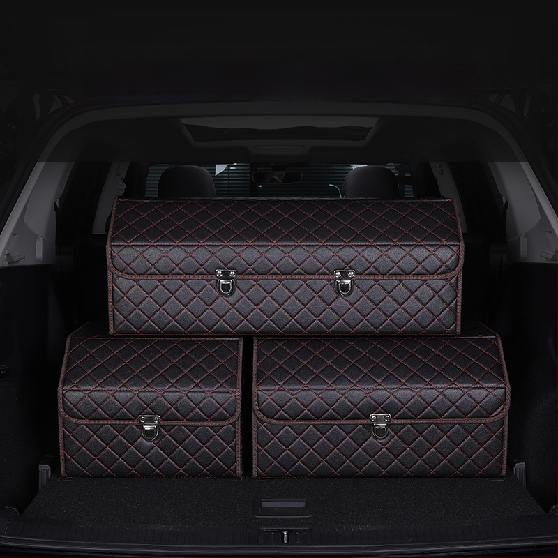 Cutie de depozitare auto din piele, pliabilă, impermeabilă, cu mâner