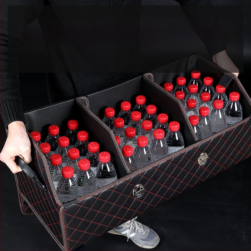 Cutie de depozitare auto din piele, pliabilă, impermeabilă, cu mâner