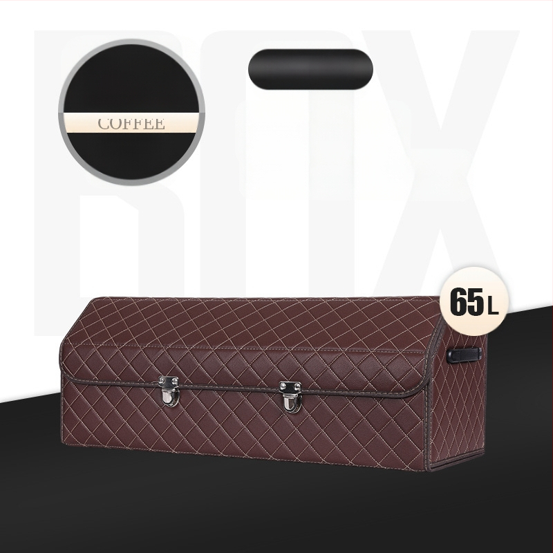 Cutie de depozitare auto din piele, pliabilă, impermeabilă, cu mâner