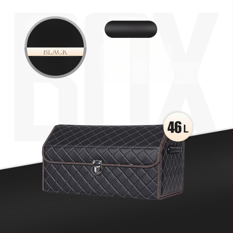 Cutie de depozitare auto din piele, pliabilă, impermeabilă, cu mâner