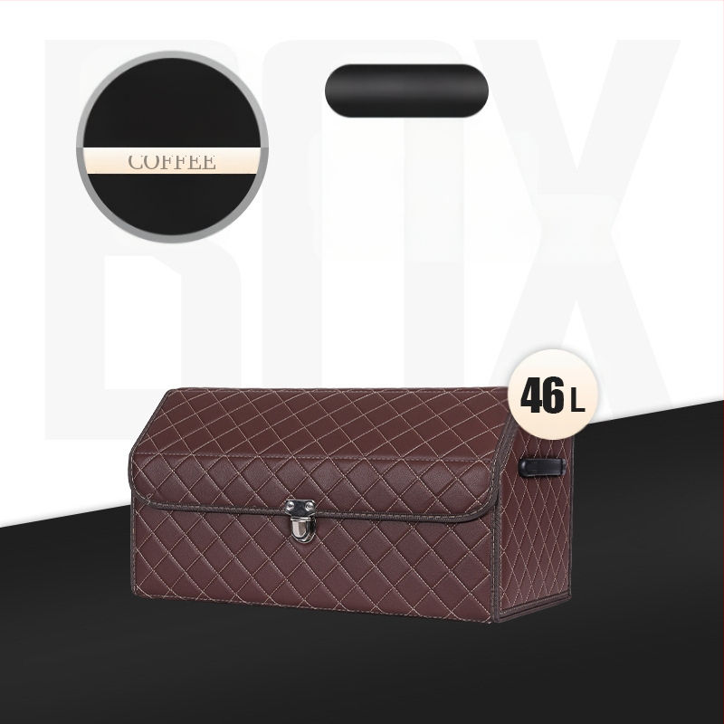 Cutie de depozitare auto din piele, pliabilă, impermeabilă, cu mâner