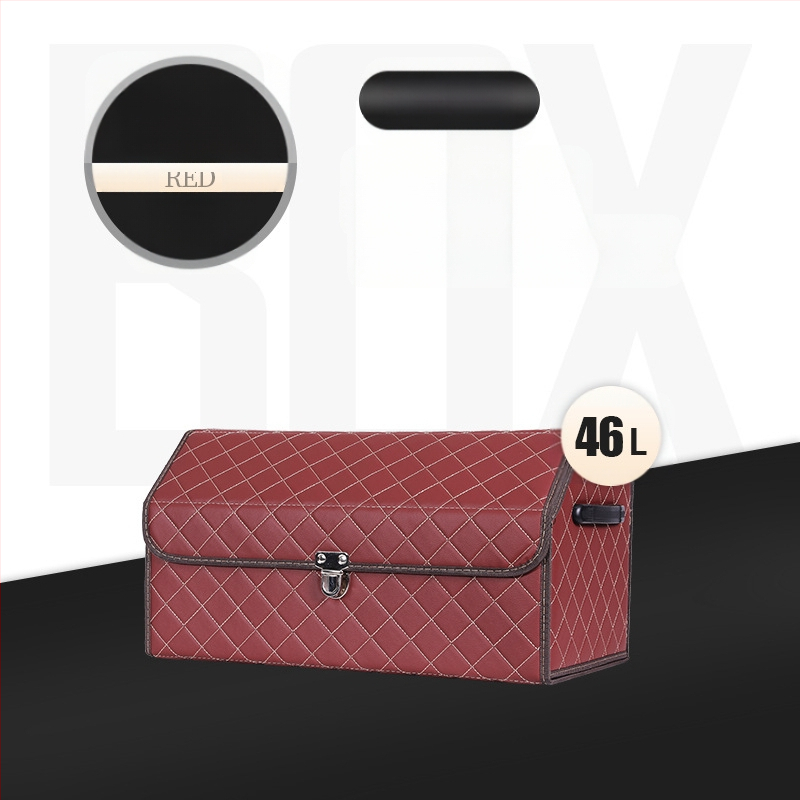 Cutie de depozitare auto din piele, pliabilă, impermeabilă, cu mâner