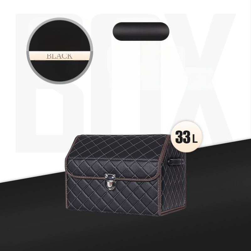 Cutie de depozitare auto din piele, pliabilă, impermeabilă, cu mâner