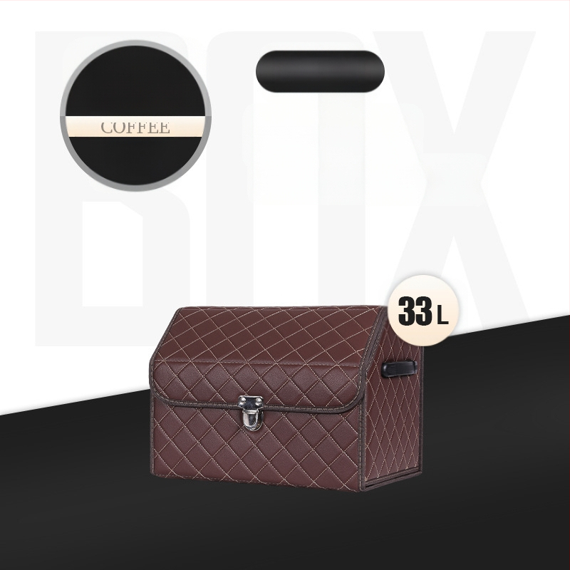 Cutie de depozitare auto din piele, pliabilă, impermeabilă, cu mâner