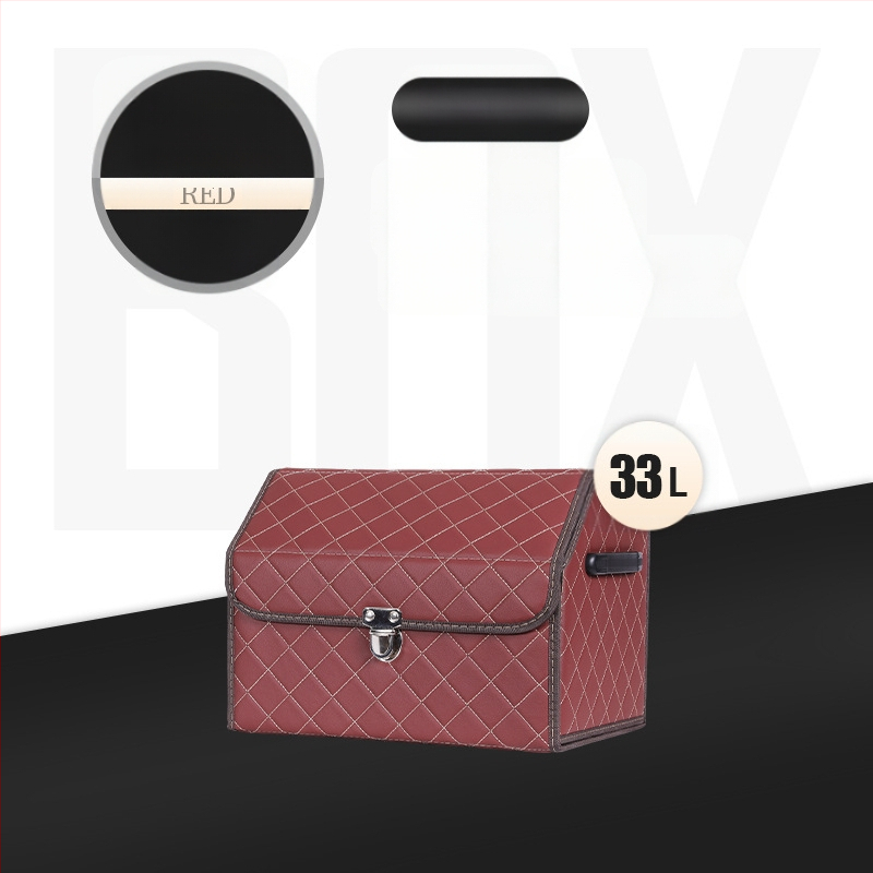 Cutie de depozitare auto din piele, pliabilă, impermeabilă, cu mâner