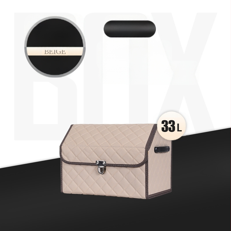 Cutie de depozitare auto din piele, pliabilă, impermeabilă, cu mâner