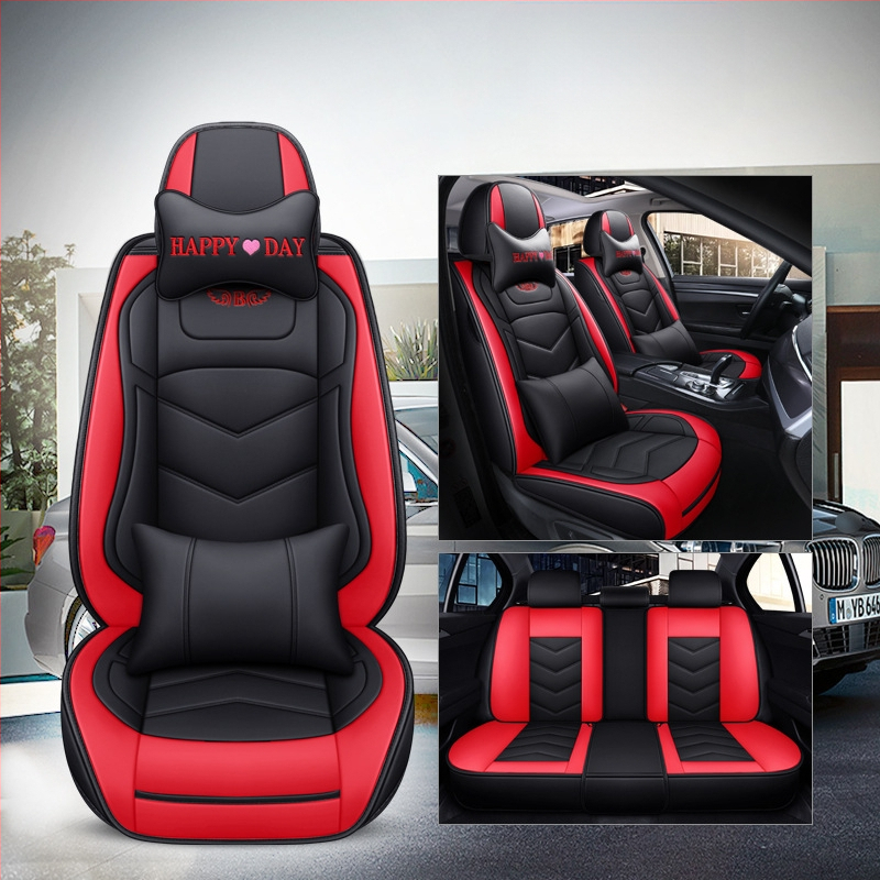 Husă de scaun auto pentru patru anotimpuri, universală, cu acoperire completă, compatibilă cu cinci locuri, cu logo imprimat, personalizare disponibilă